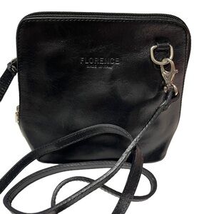 Florence Made in Italy Black Leather Crossbody Bag